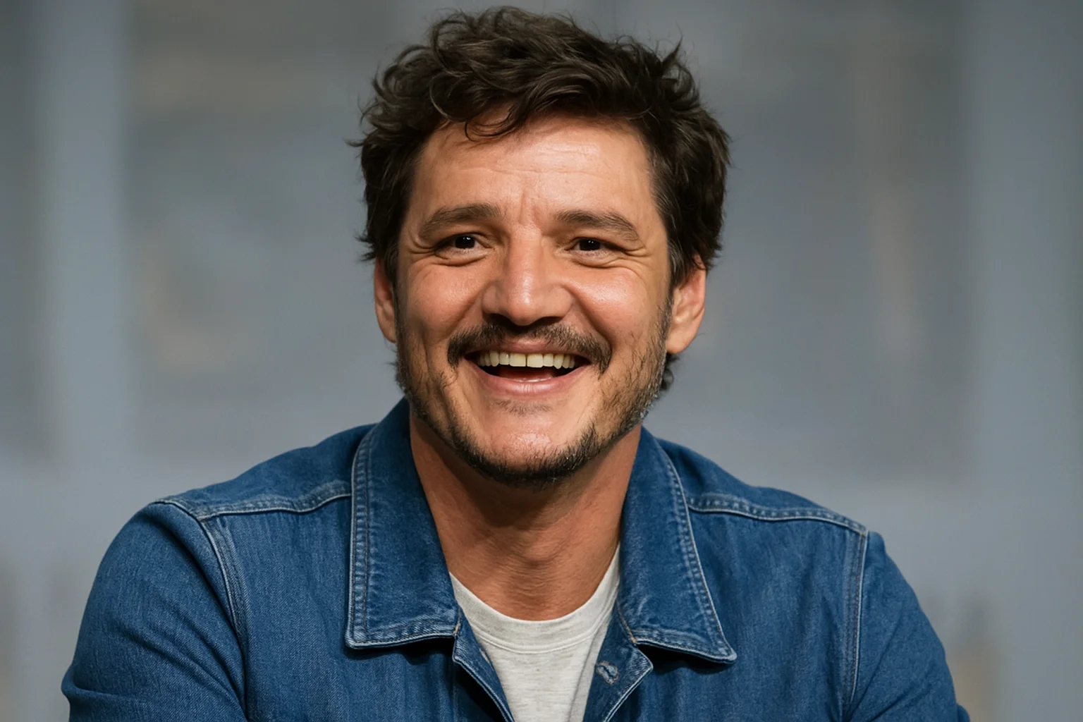 Pedro Pascal smiling warmly, showcasing his charm, kindness, and sense of humor that endear him to fans